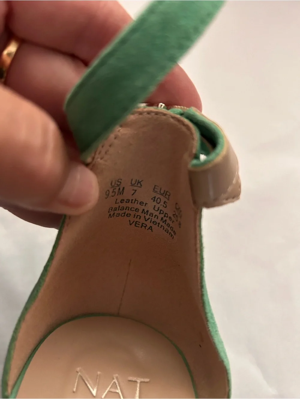 Naturalizer,Green Suede Ankle-Strap Sandals , 2 1/2” heel perfect condition